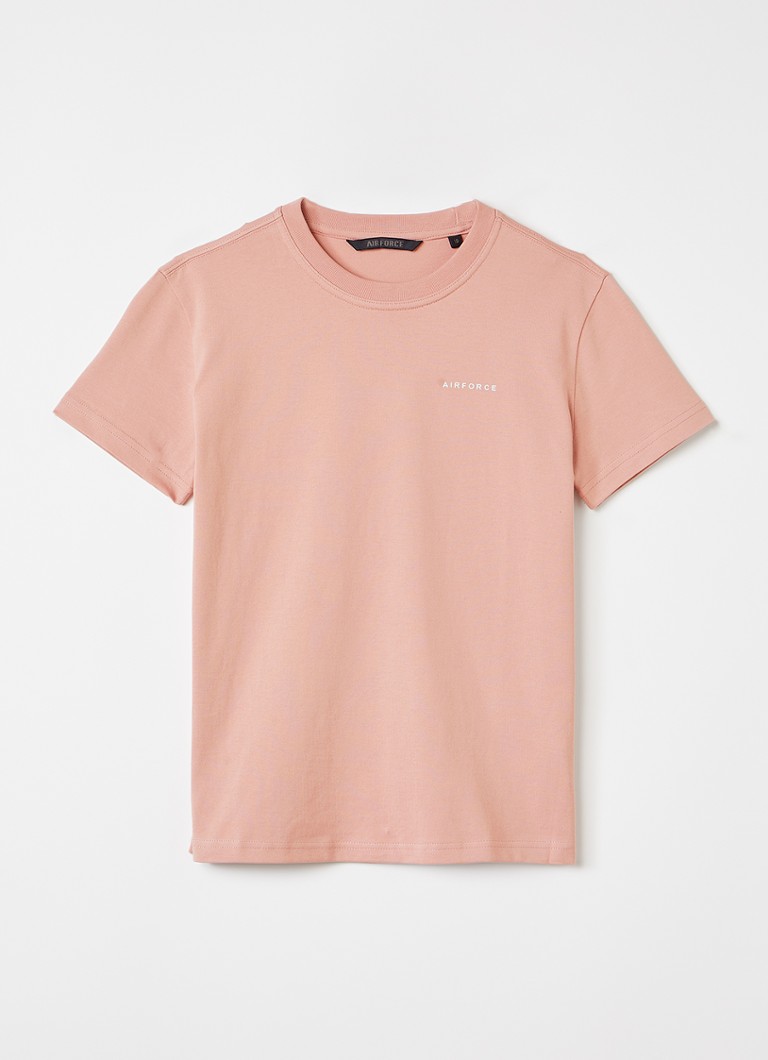Airforce Jongens T-shirt met logo in de kleur Zalmroze, maat: 10J=140