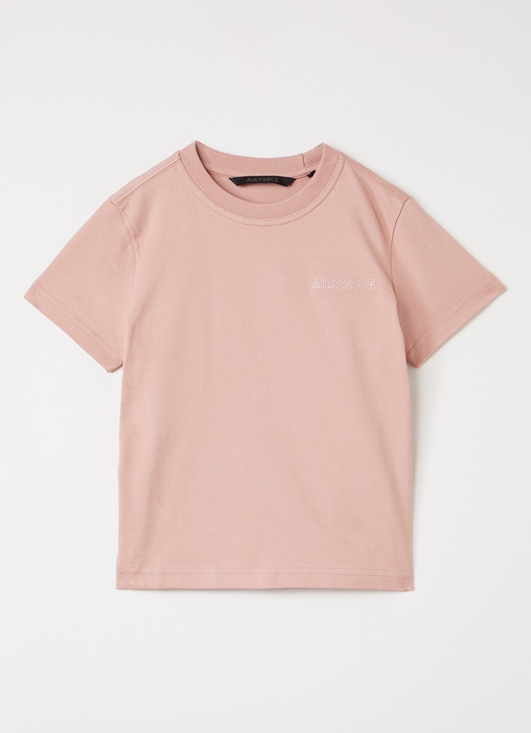 Airforce Jongens Diplopia T-shirt met logo- en backprint in de kleur Zalmroze, maat: 4J=104