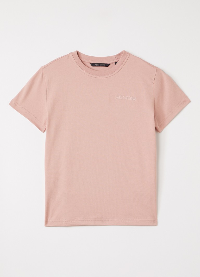 Airforce Jongens Diplopia T-shirt met logo- en backprint in de kleur Zalmroze, maat: 12J=152