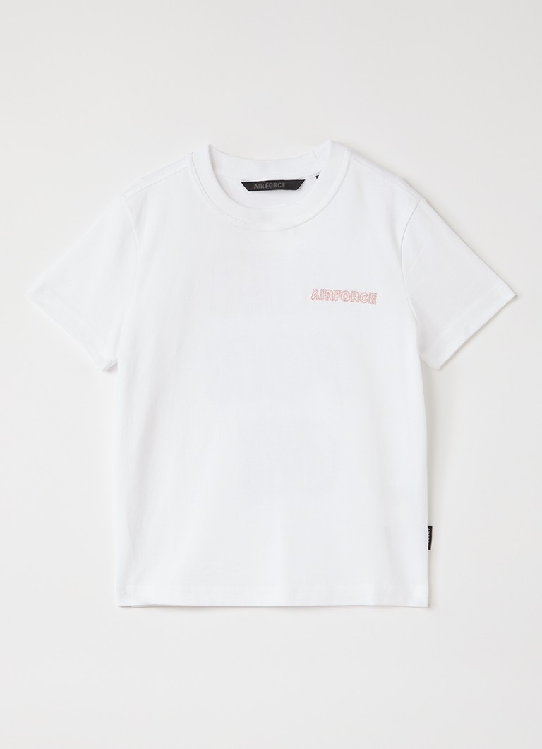 Airforce Jongens Diplopia T-shirt met logoborduring en backprint in de kleur Wit, maat: 4J=104