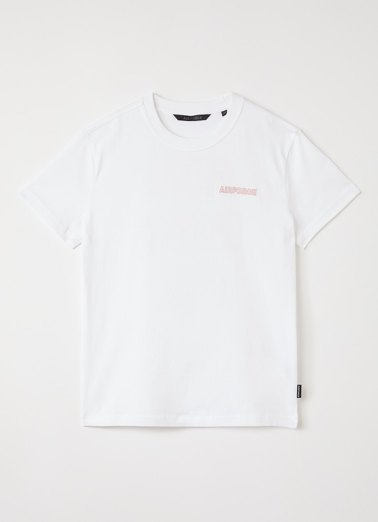 Airforce Jongens Diplopia T-shirt met logoborduring en backprint in de kleur Wit, maat: 8J=128