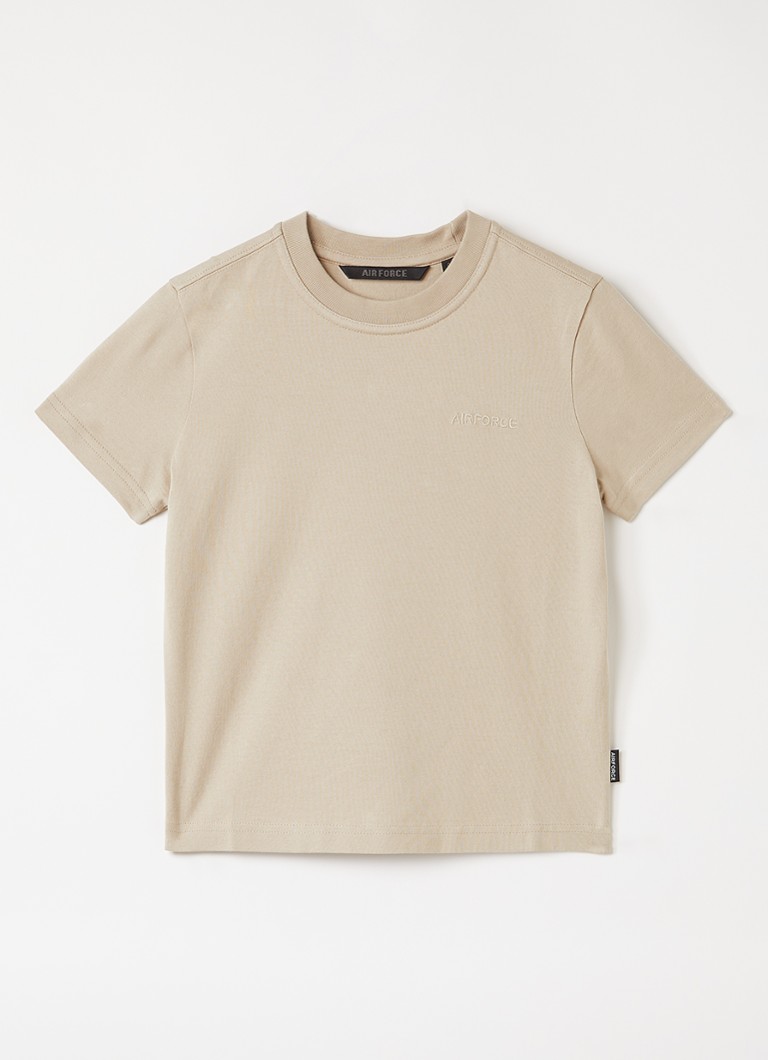 Airforce Jongens T-shirt met logoborduring en backprint in de kleur Beige, maat: 16J=176