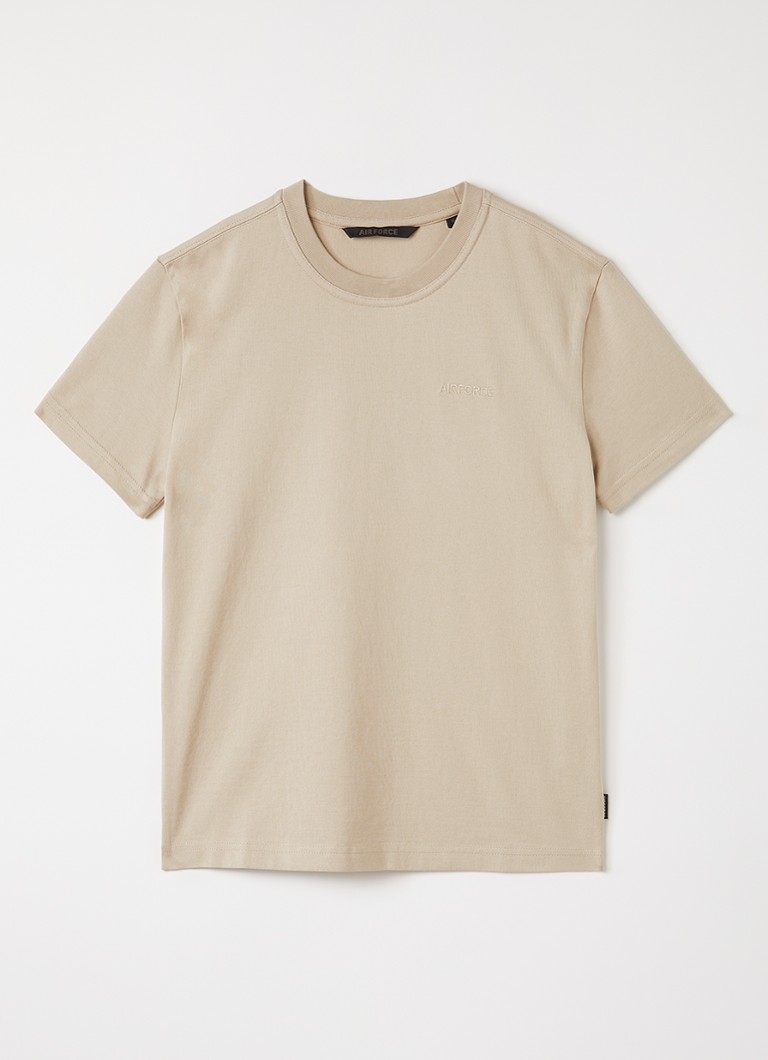 Airforce Jongens T-shirt met logoborduring en backprint in de kleur Beige, maat: 10J=140
