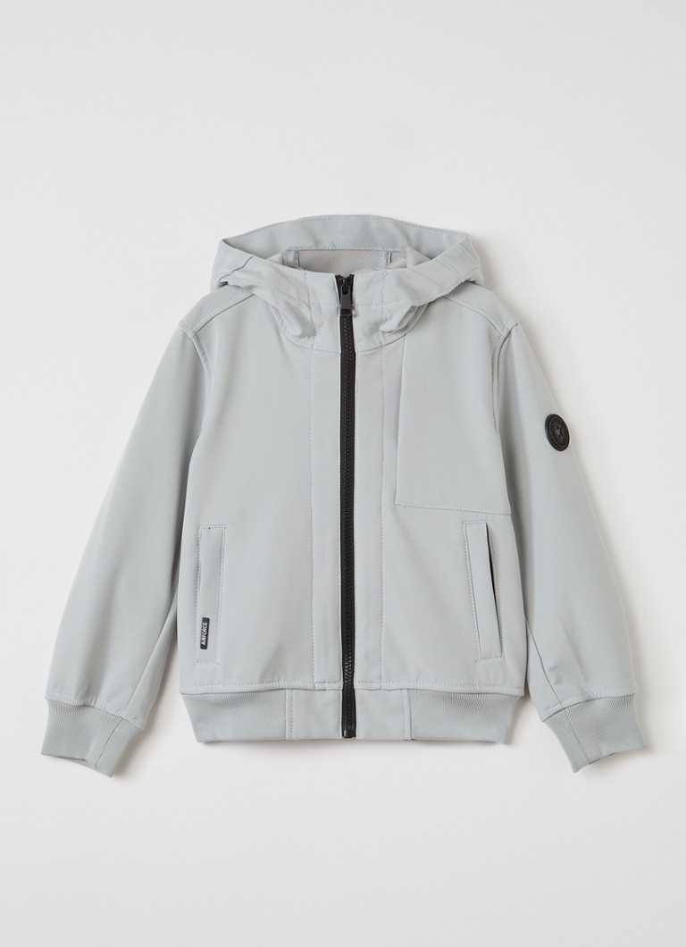 Airforce Jongens Softshell jack met ritszakken en capuchon in de kleur Lichtgrijs, maat: 4J=104