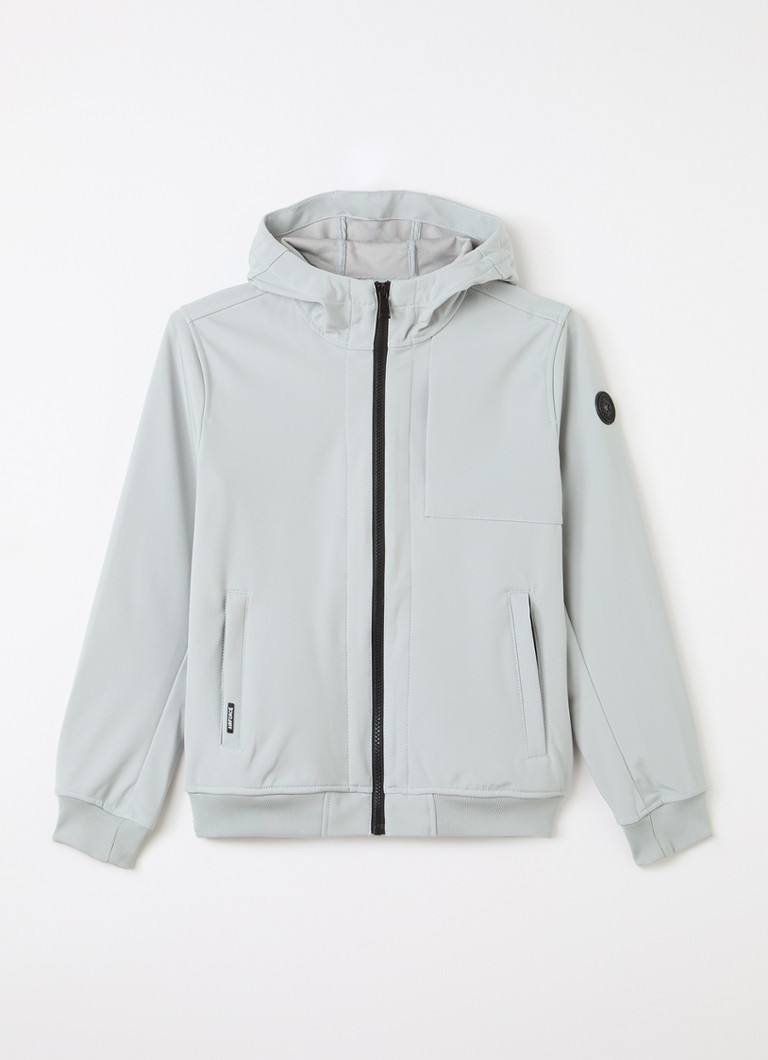 Airforce Jongens Softshell jack met ritszakken en capuchon in de kleur Lichtgrijs, maat: 8J=128