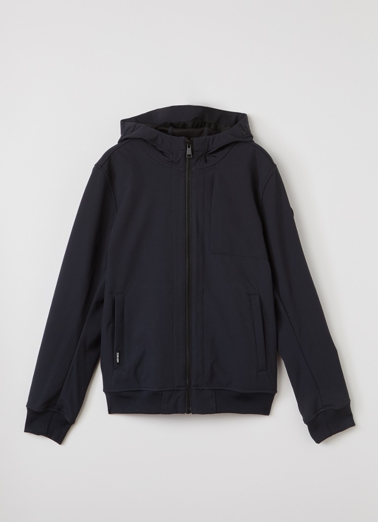 Airforce Jongens Softshell jack met ritszakken en capuchon in de kleur Donkerblauw, maat: 6J=116