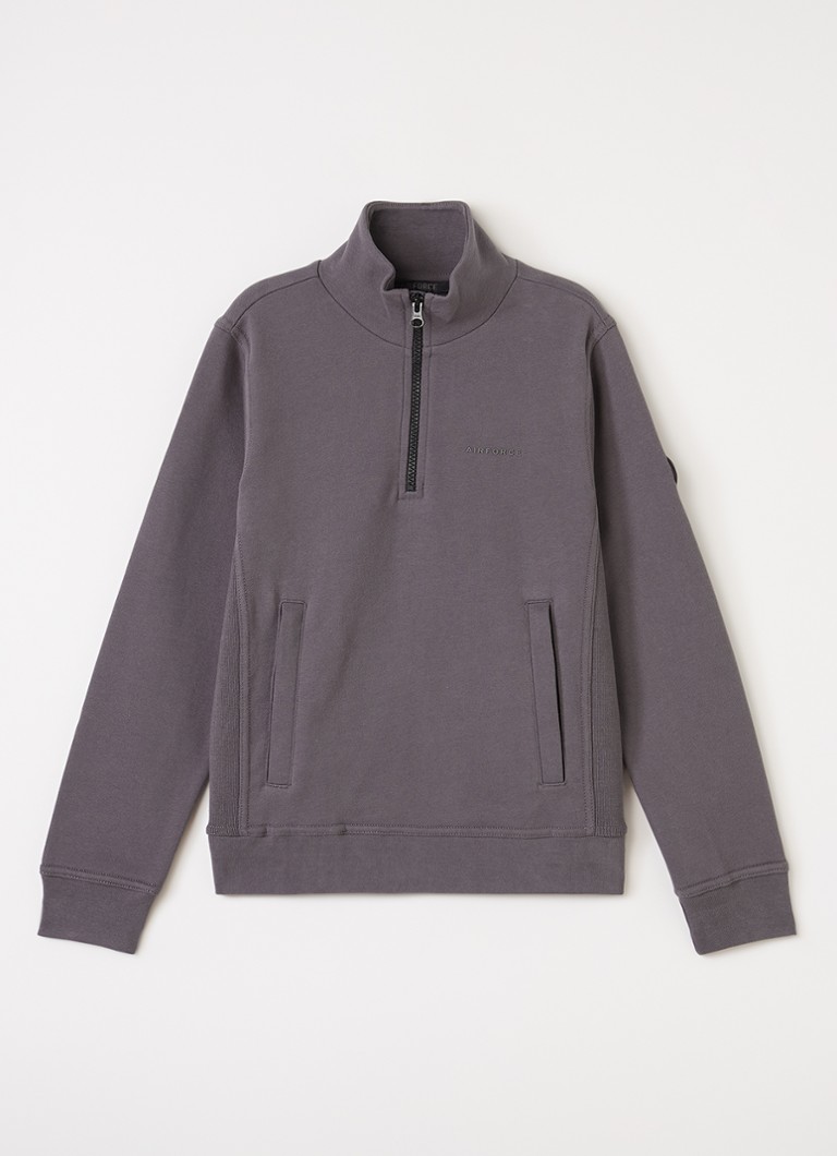 Airforce Sweater met opstaande kraag in de kleur Donkergrijs, maat: 176