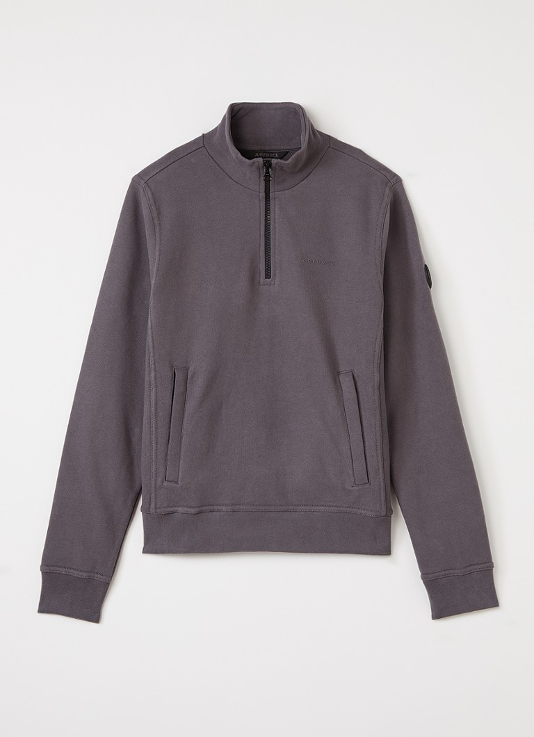 Airforce Sweater met opstaande kraag in de kleur Donkergrijs, maat: 152