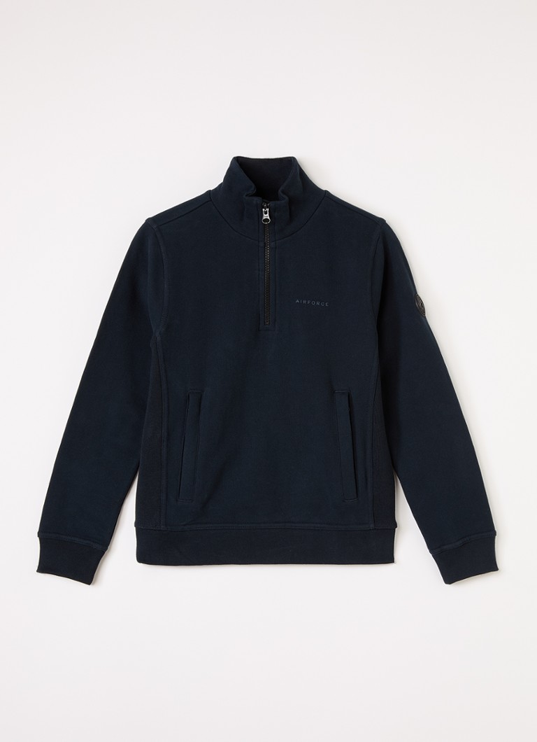 Airforce Sweater met opstaande kraag in de kleur Donkerblauw, maat: 164