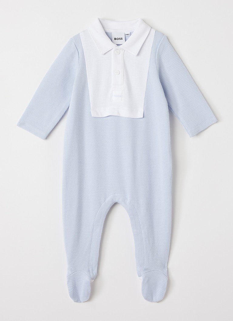 BOSS Jongens Babypak met logoborduring in de kleur Lichtblauw, maat: 56