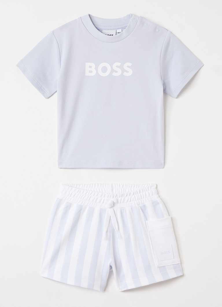 BOSS Jongens Pyjamaset met logo in de kleur Lichtblauw, maat: 68