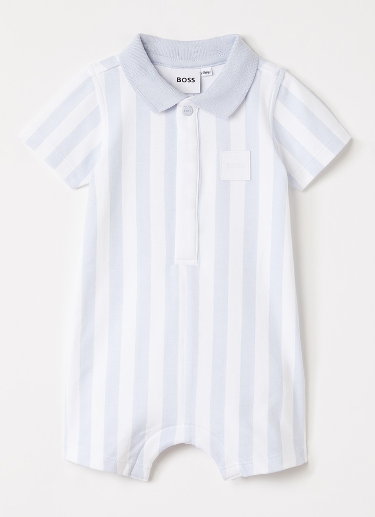 BOSS Meisjes Babypak met streepprint in de kleur Lichtblauw, maat: 68