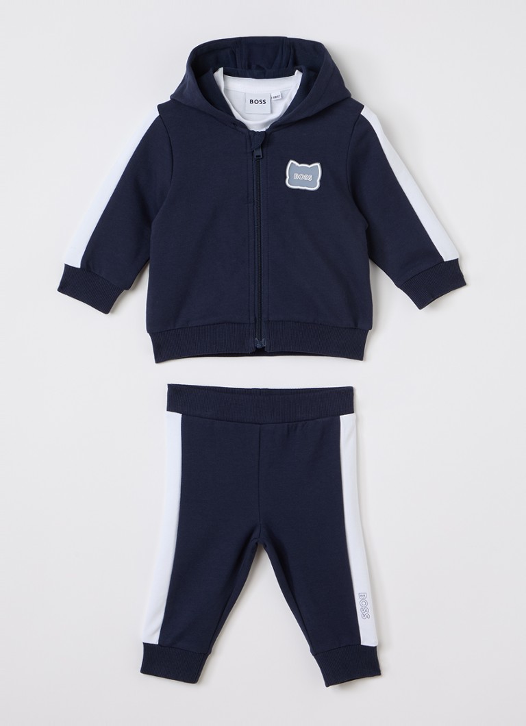 BOSS Jongens Set van sweatvest, T-shirt en joggingbroek 3-delig in de kleur Donkerblauw, maat: 86