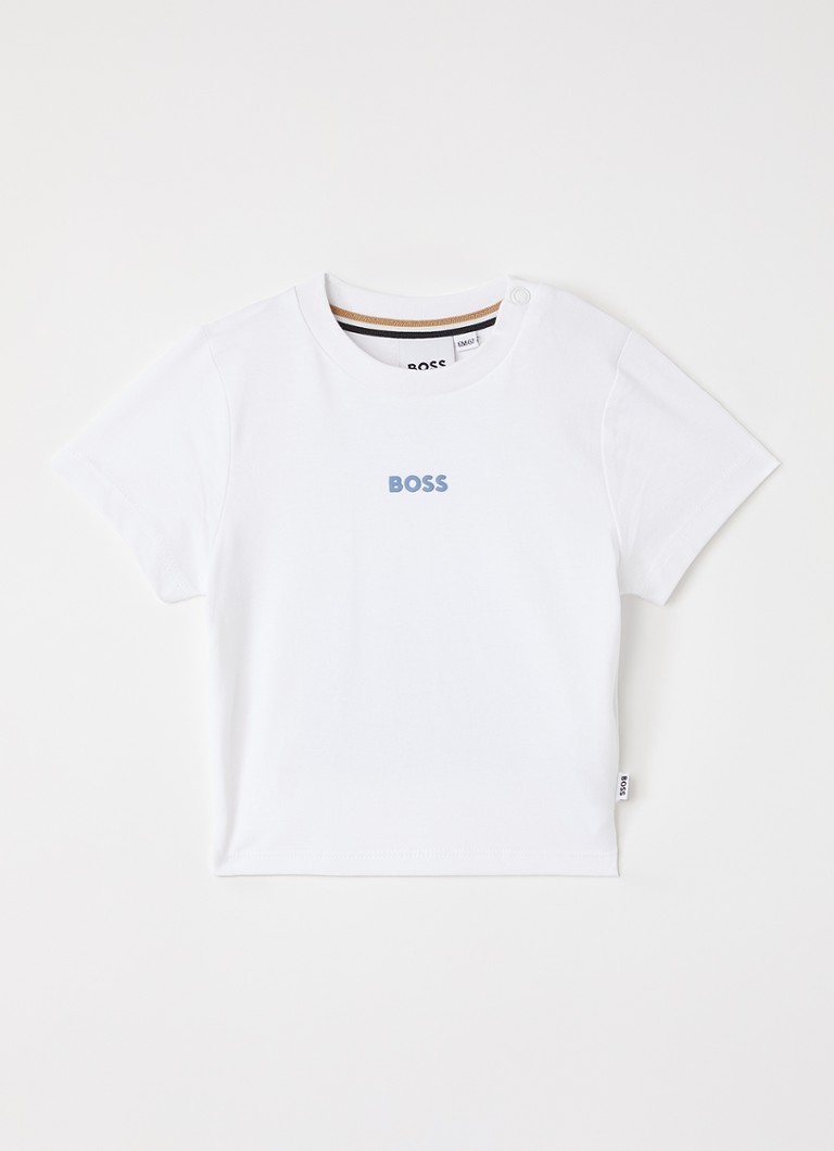BOSS Jongens T-shirt met logo- en backprint in de kleur Wit, maat: 68