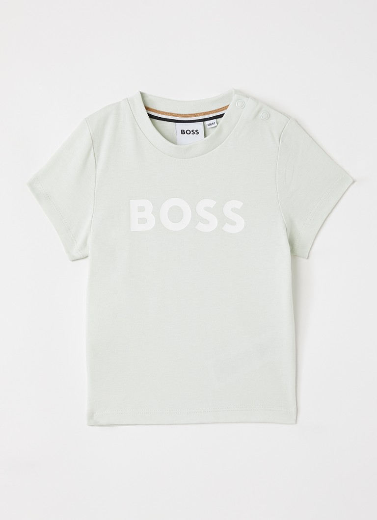 BOSS Jongens T-shirt met logoprint in de kleur Lindegroen, maat: 98