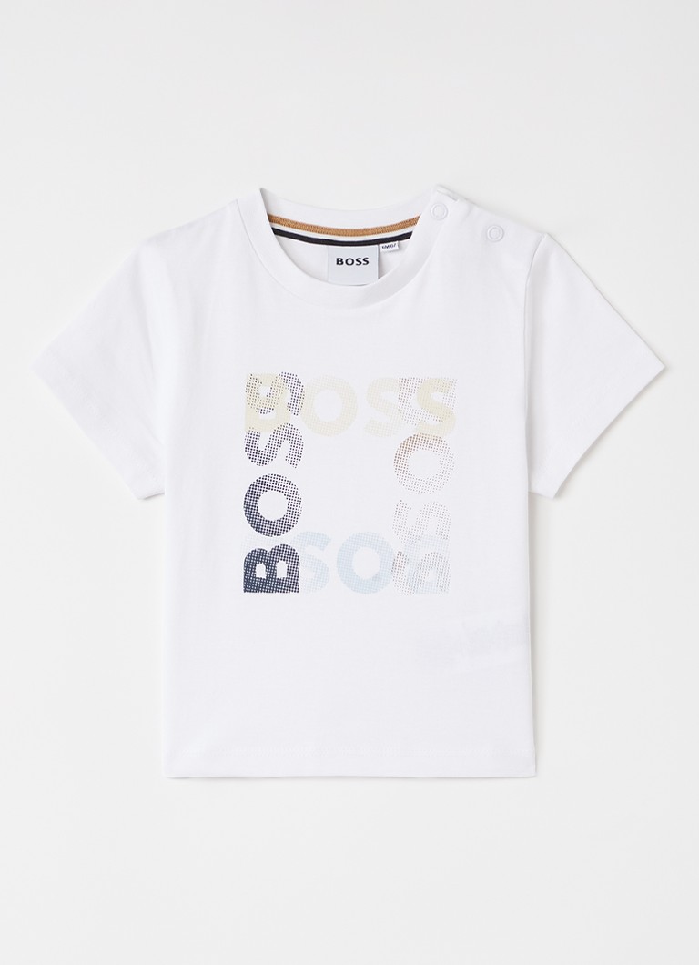 BOSS Jongens T-shirt met logoprint in de kleur Wit, maat: 98