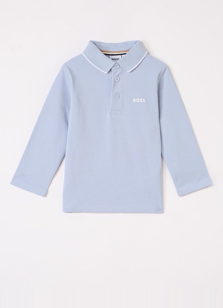 BOSS Jongens Polo met logo in de kleur Lichtblauw, maat: 68