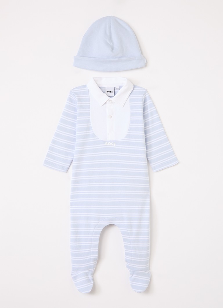 HUGO BOSS Jongens Set van babypak met muts 2-delig in de kleur Blauw, maat: 62