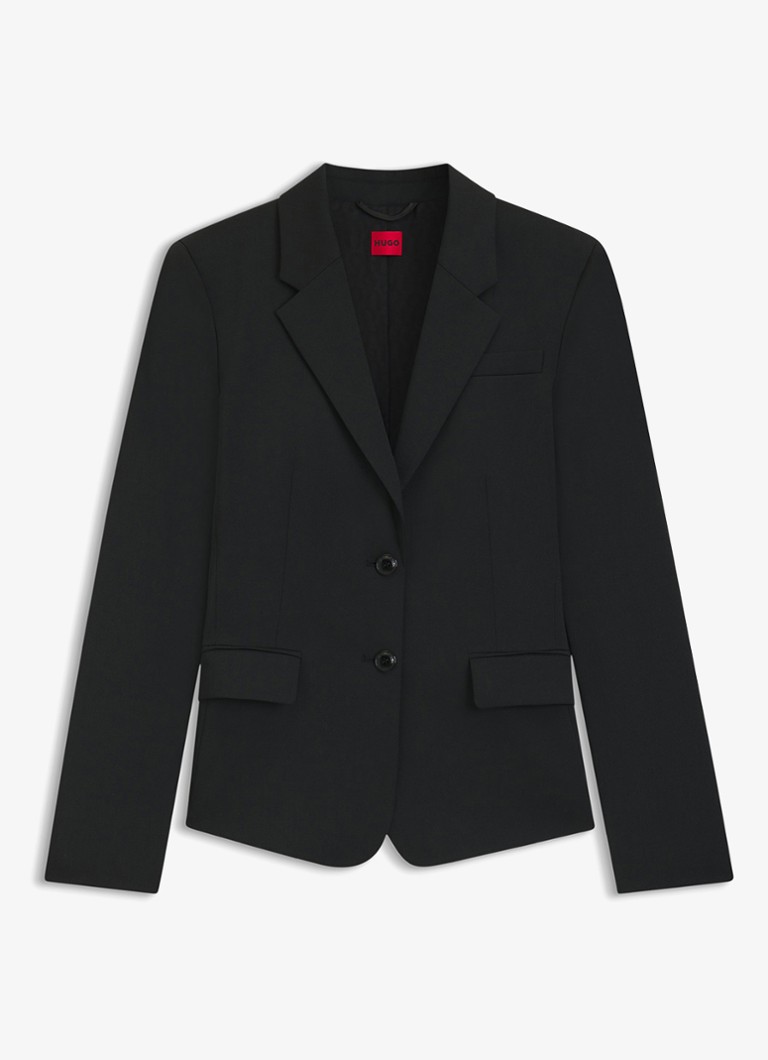 HUGO Dames Aredana blazer in wolblend met schoudervulling in de kleur Zwart