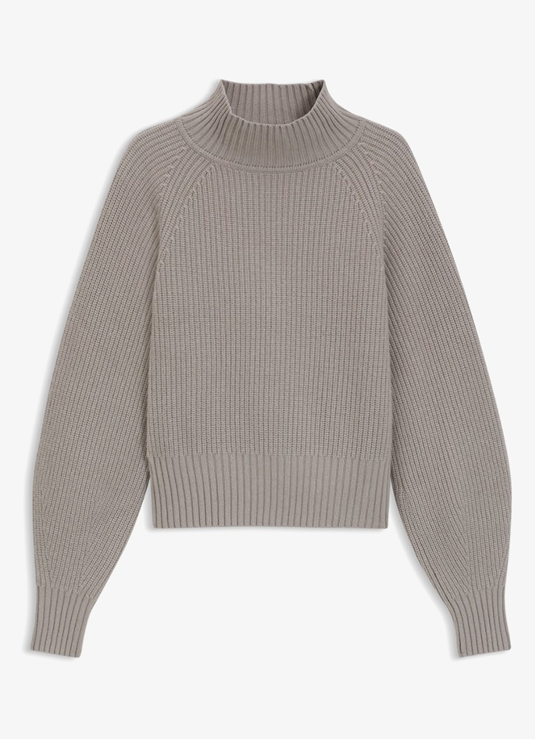 HUGO Dames Ruimvallende trui met col en raglanmouwen in de kleur Beige