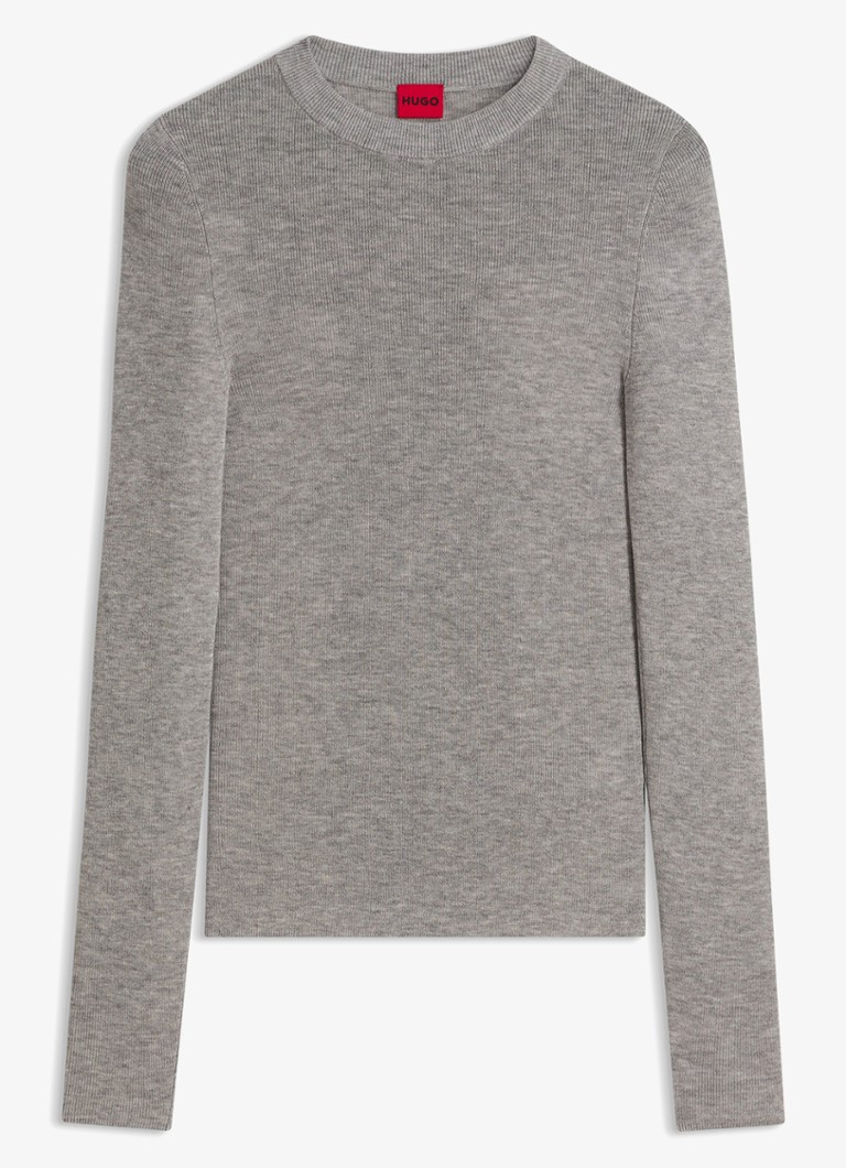 HUGO Dames Trui in kasjmierblend in de kleur Grijs
