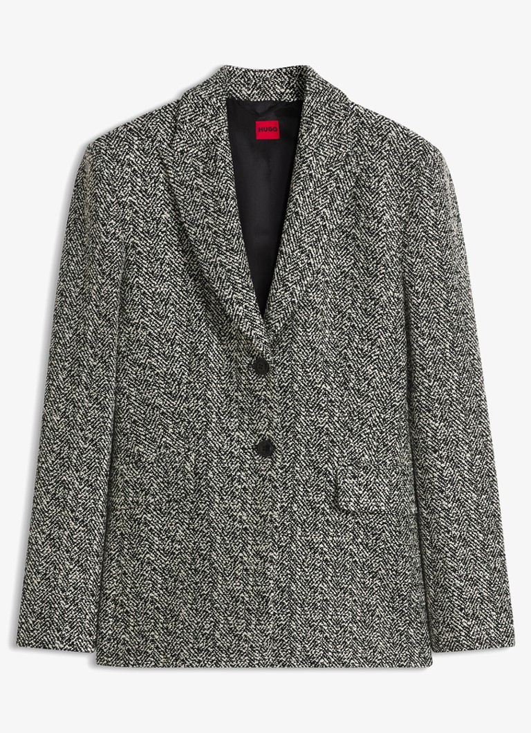 HUGO Dames Blazer met visgraat dessin in de kleur Open Miscellaneous-968 / Wit