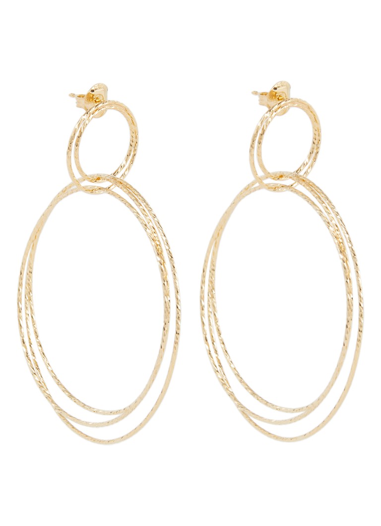 LOTT. Gioielli Dames Triple Hoops XL oorstekers verguld in de kleur Goud, maat: 1maat