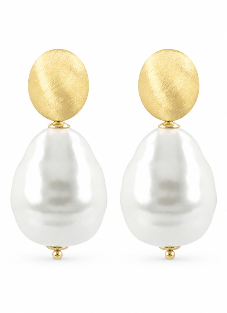 LOTT. Gioielli Dames Gold Pearl Mother Earth oorstekers verguld in de kleur Parelmoer, maat: M