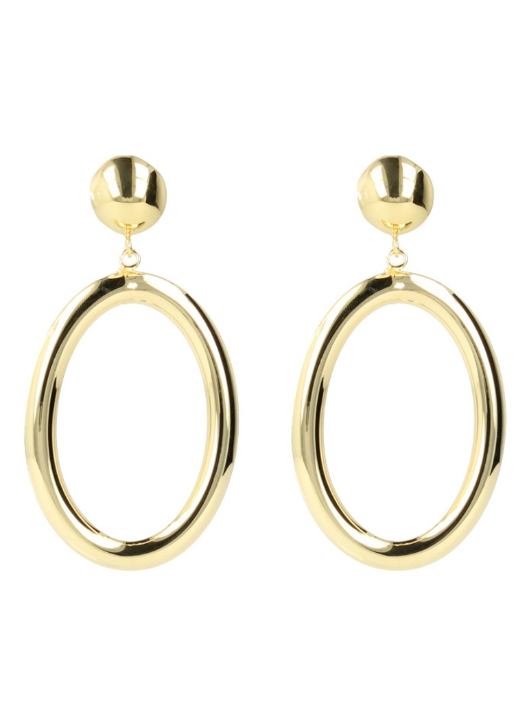 LOTT. Gioielli Dames Hoop oval oorstekers met hanger verguld in de kleur Goud, maat: Medium