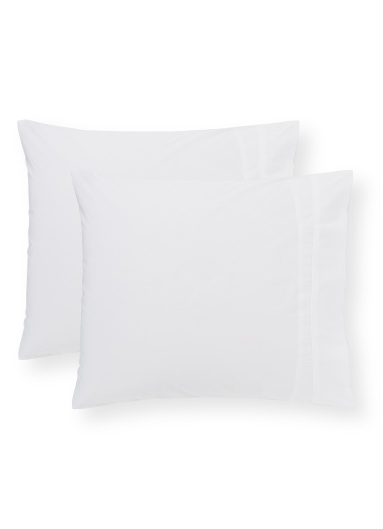 De Bijenkorf Home kussensloop van katoen 200TC in 2-pack Wit - Deal