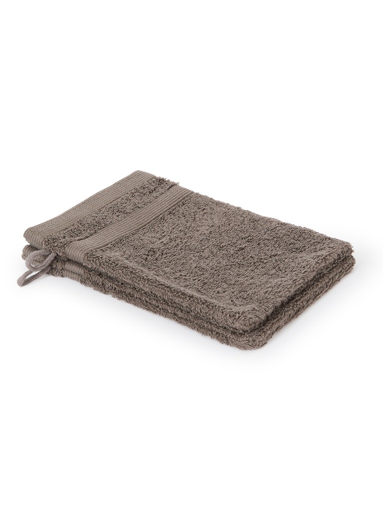 De Bijenkorf Home Softness washand - 600 gr/m2 - 16 x 21 cm set van 2 Bruin - Deal