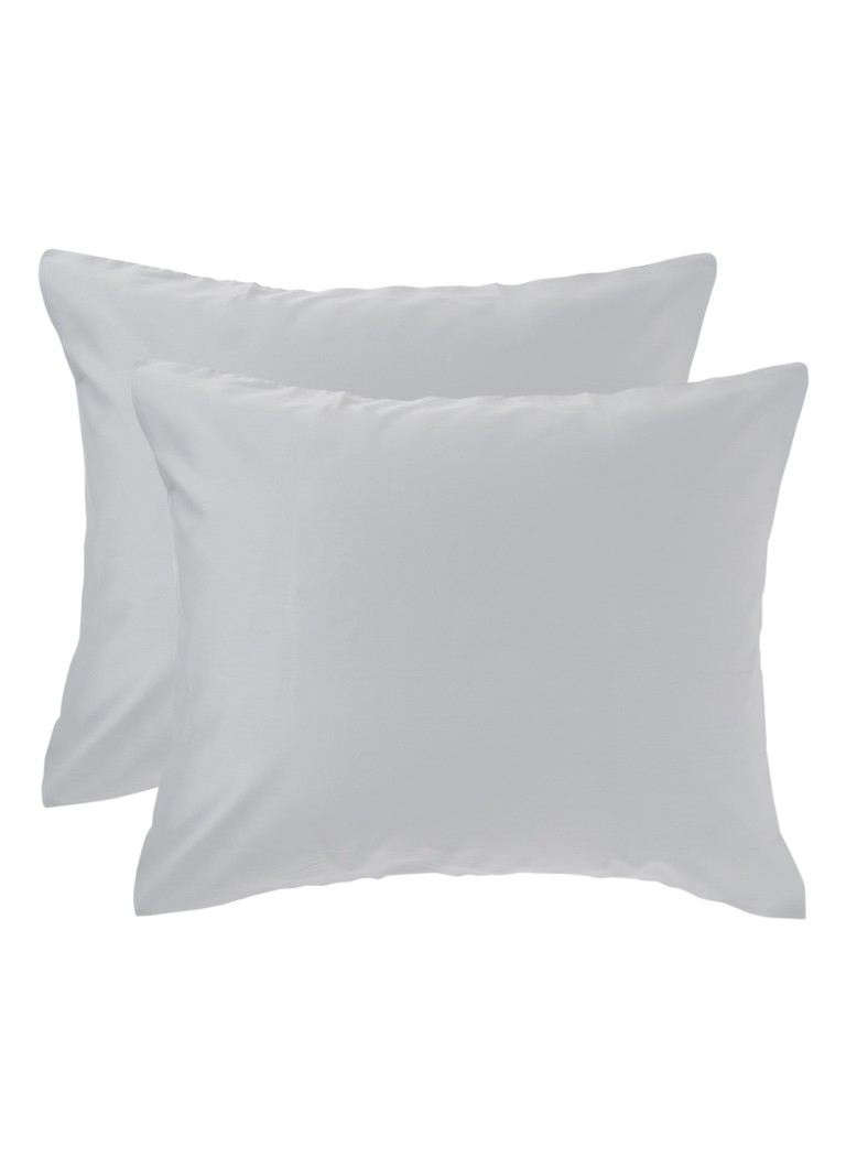 De Bijenkorf Home Kussensloop van katoensatijn 300TC in 2-pack Blauwgrijs - Deal