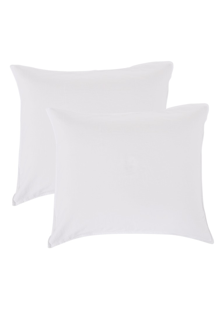 De Bijenkorf Home Kussensloop van katoensatijn 300TC in 2-pack Wit - Deal