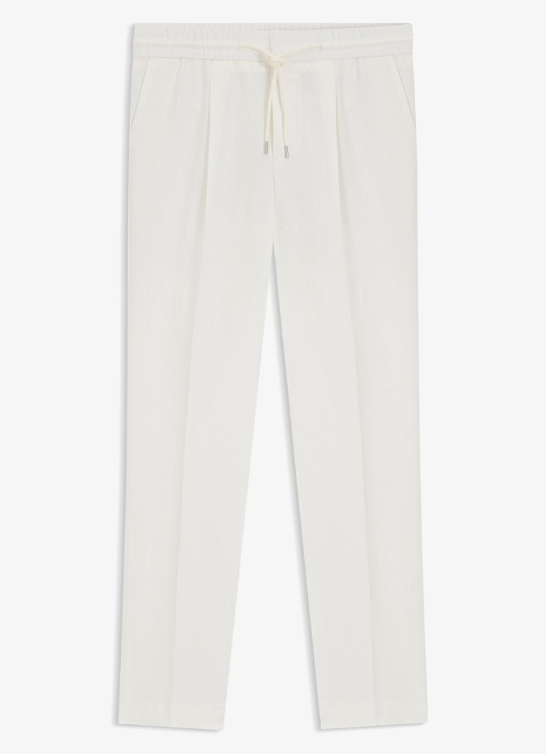HUGO Heren Getlin251F3 tapered fit pantalon in katoenblend in de kleur Natural-102 / Wit