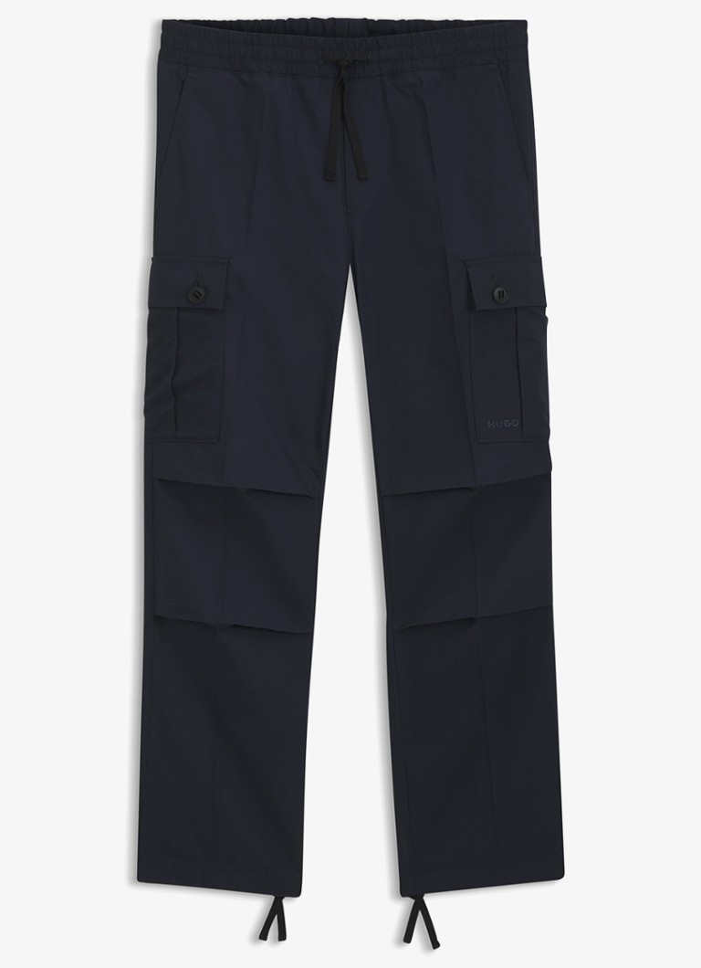 HUGO Heren Straight fit cargobroek met steekzakken in de kleur Blauw