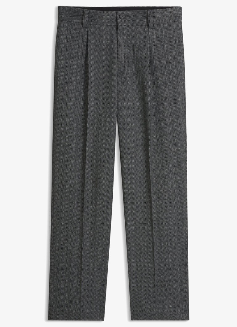 HUGO Heren Straight fit pantalon met structuur in de kleur Donkergrijs