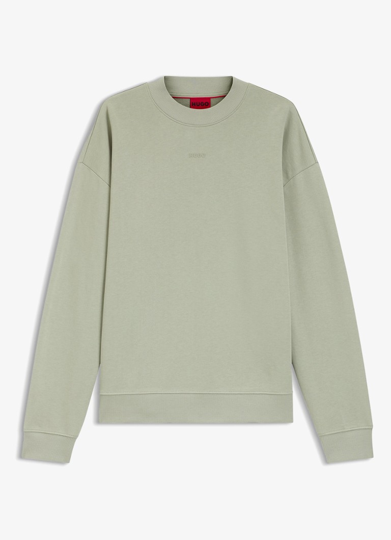 HUGO Heren Sweater met logo in de kleur Light/Pastel Green-337 / Groen