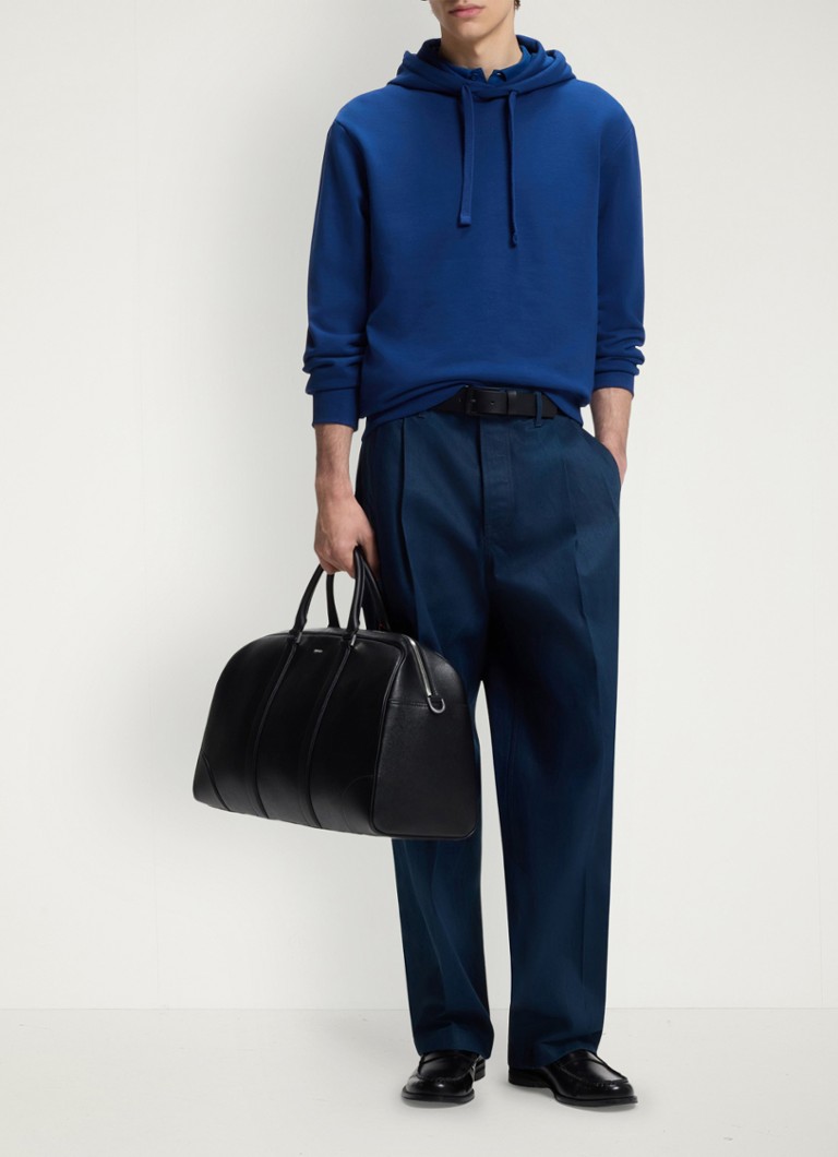 HUGO Heren Hoodie van katoenen sweatstof met logoprint in de kleur Open Blue-498 / Blauw