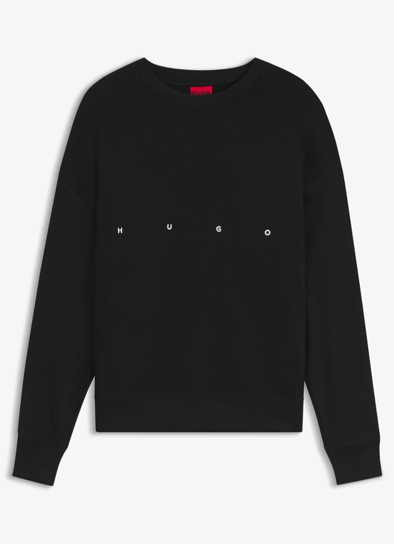 HUGO Heren Sweater met logo in de kleur Zwart