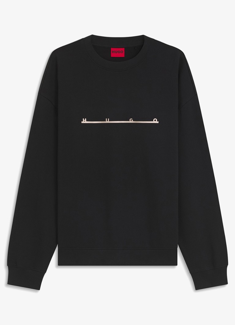 HUGO Heren Sweater met logo in de kleur Zwart
