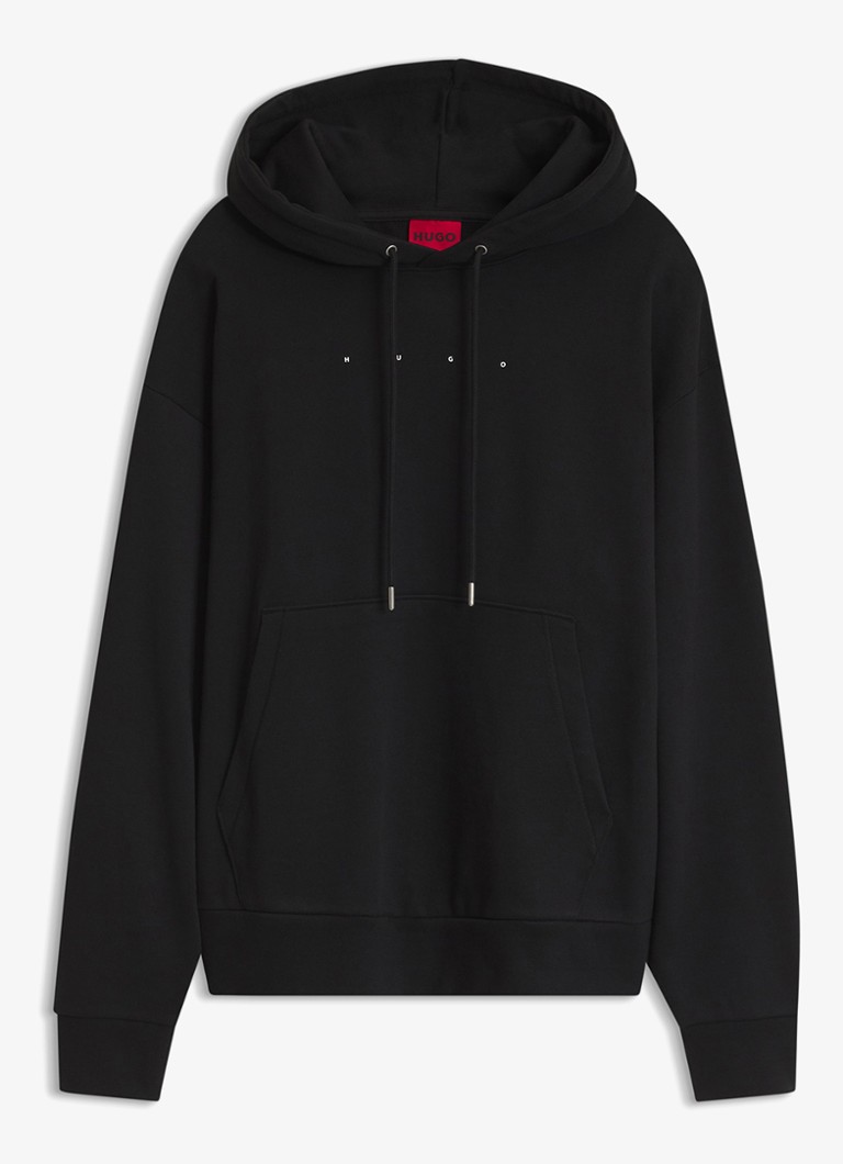 HUGO Heren Hoodie met logo- en backprint in de kleur Zwart