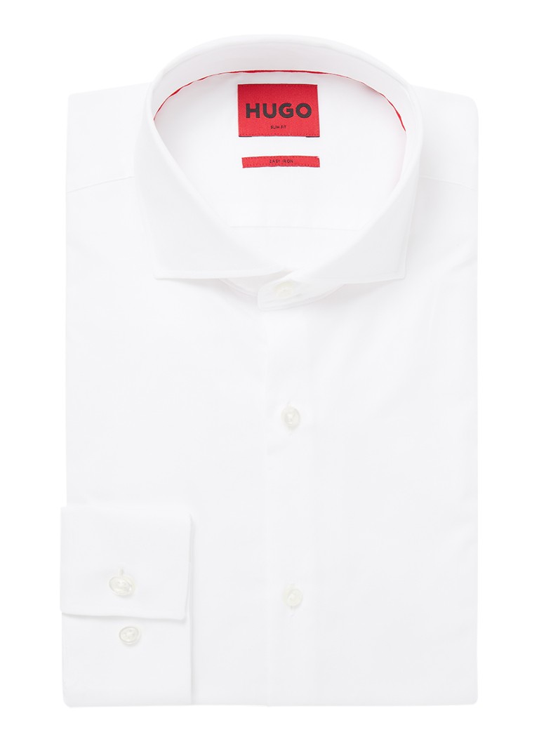HUGO Heren Kason slim fit overhemd in de kleur Wit