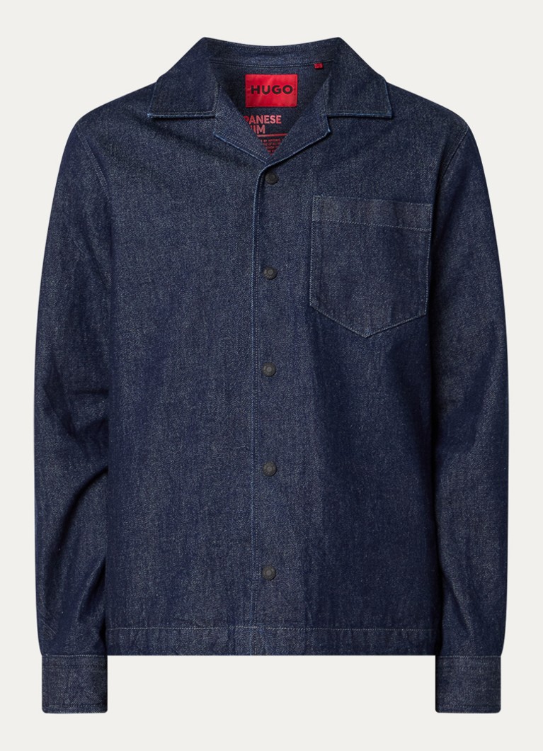 HUGO Heren Spijkerjas met borstzak en steekzakken in de kleur Indigo