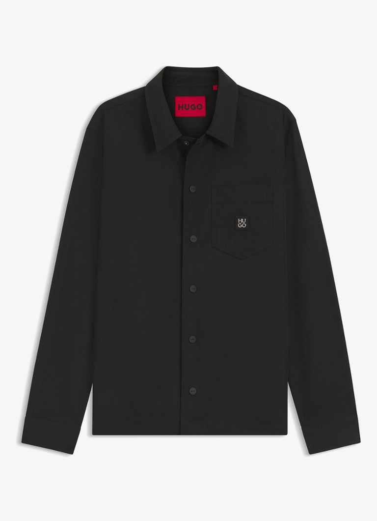 HUGO Heren Oversized fit overhemd met logo in de kleur Zwart