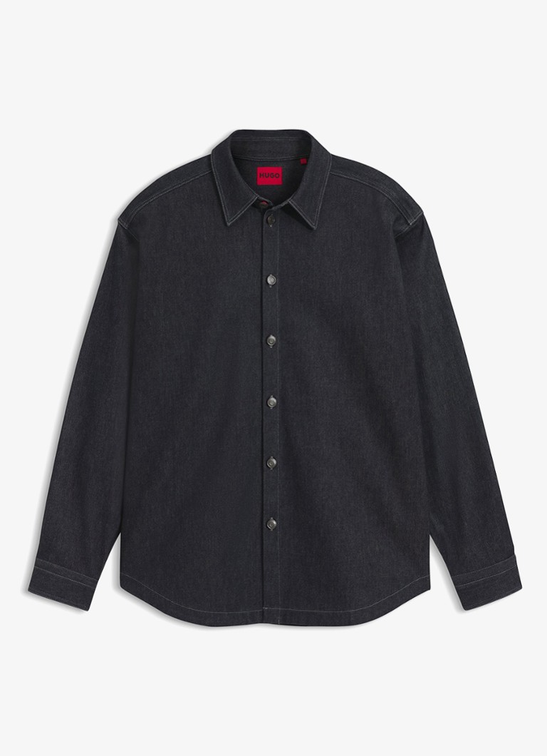 HUGO Heren Oversized fit overshirt in de kleur Donkerblauw