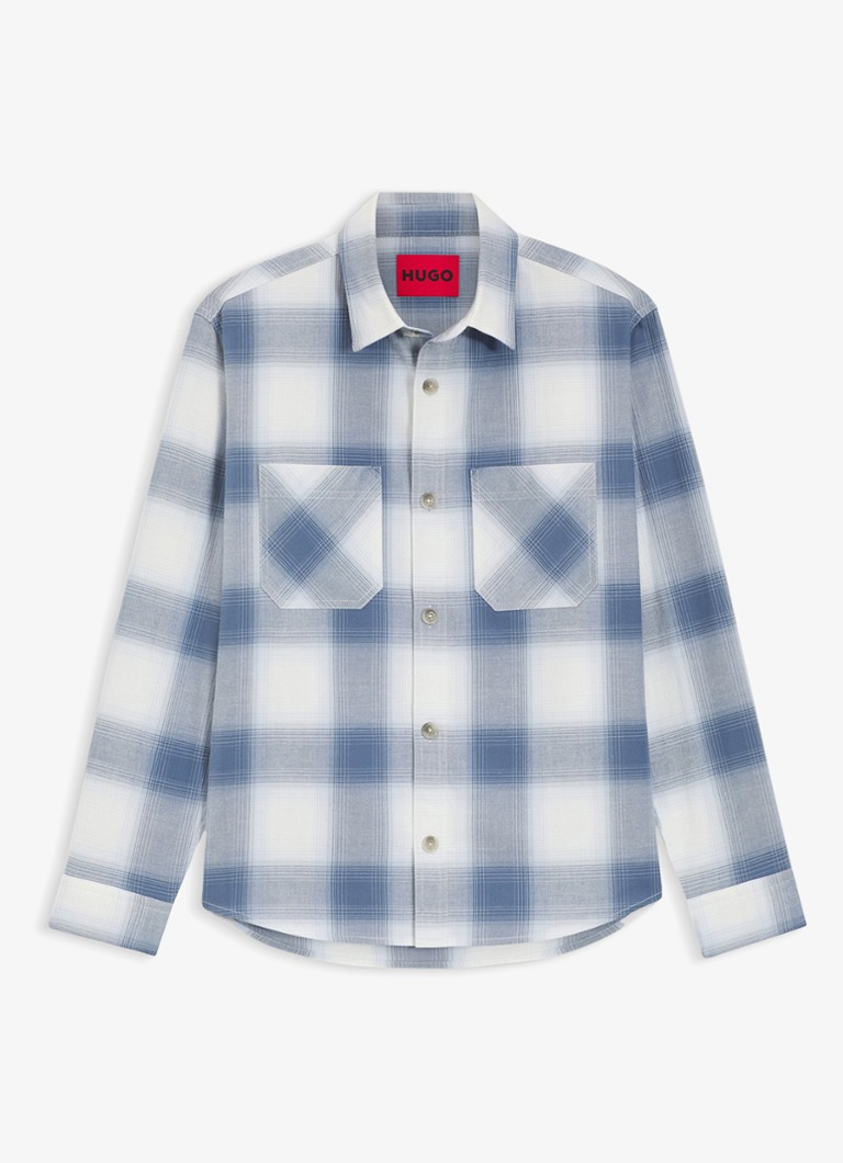 HUGO Heren Regular fit overhemd met ruitdessin in de kleur Blauw
