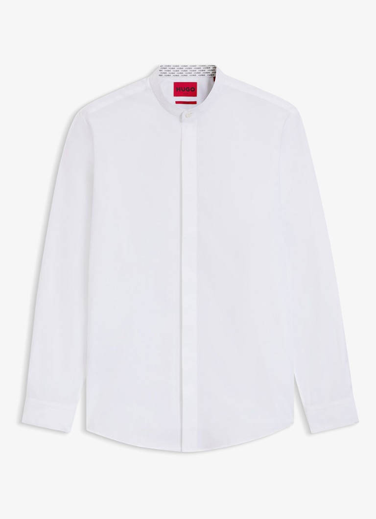 HUGO Heren Slim-fit overhemd van gemakkelijk te strijken katoenen popeline in de kleur Wit