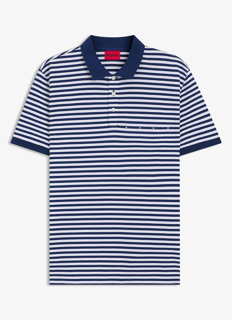 HUGO Heren Regular fit polo met streepprint in de kleur Wit