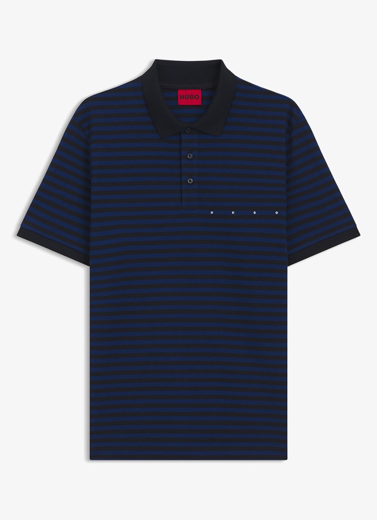 HUGO Heren Regular fit polo met streepprint in de kleur Donkerblauw