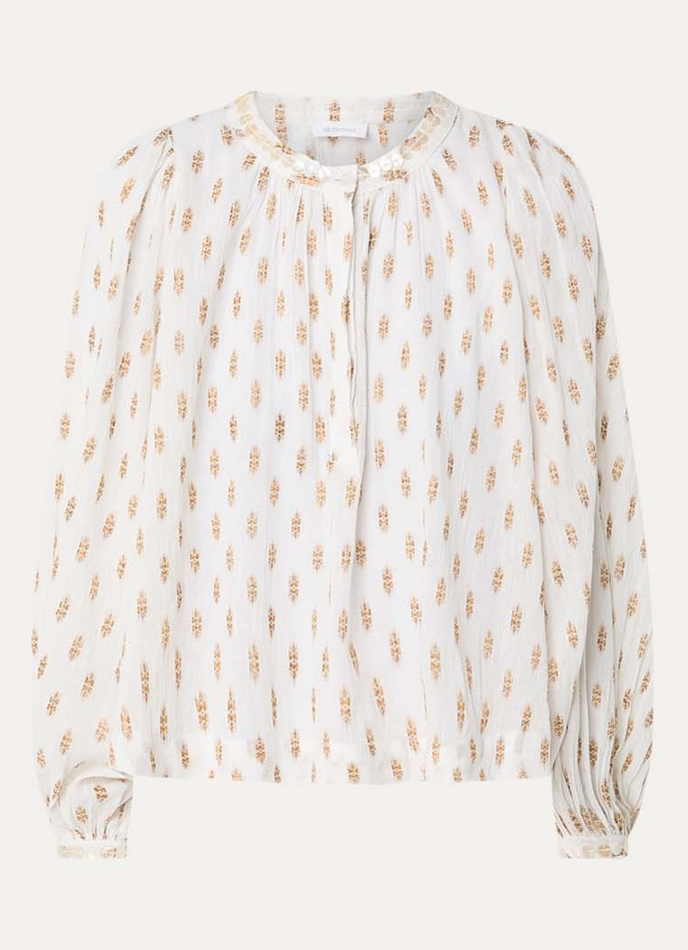 Alchemist Dames Helen tuniek met ballonmouw en print in de kleur Gebroken wit